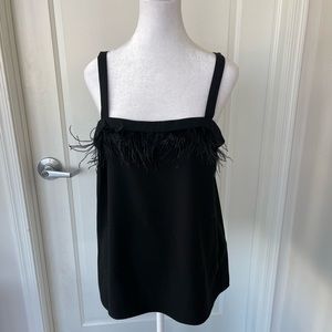 DKNY Feather Fringe on Front and Back Camisole Top Women’s Black Size Medium